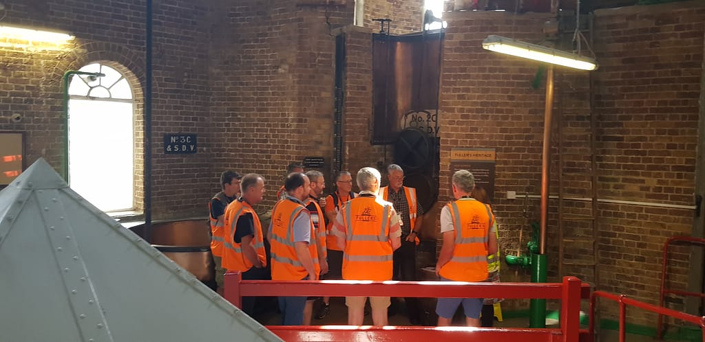 View to the original Fuller's copper kettle from across the mezzanine