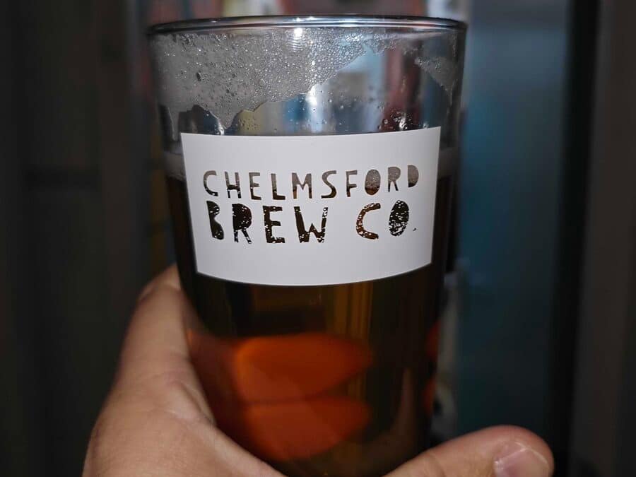 Chelmsford Brewery Glass with clear beer